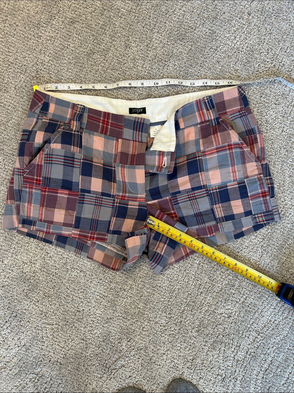 J. Crew madras Cotton Shorts in Pink and Navy size 10